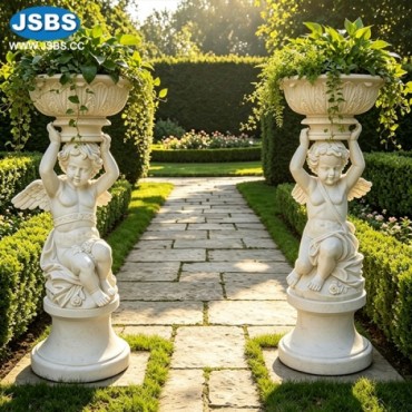 White Children Marble Flower Pot, JS-P236